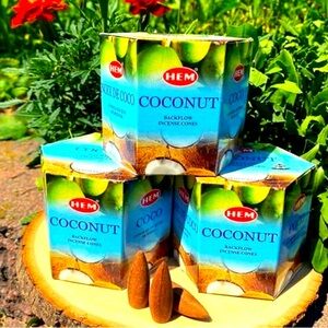 3 Packs Coconut Backflow Incense Cones - 120 Incense Cones
